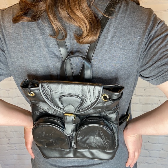 Genuine Leather Black Backpack - Picture 12 of 12